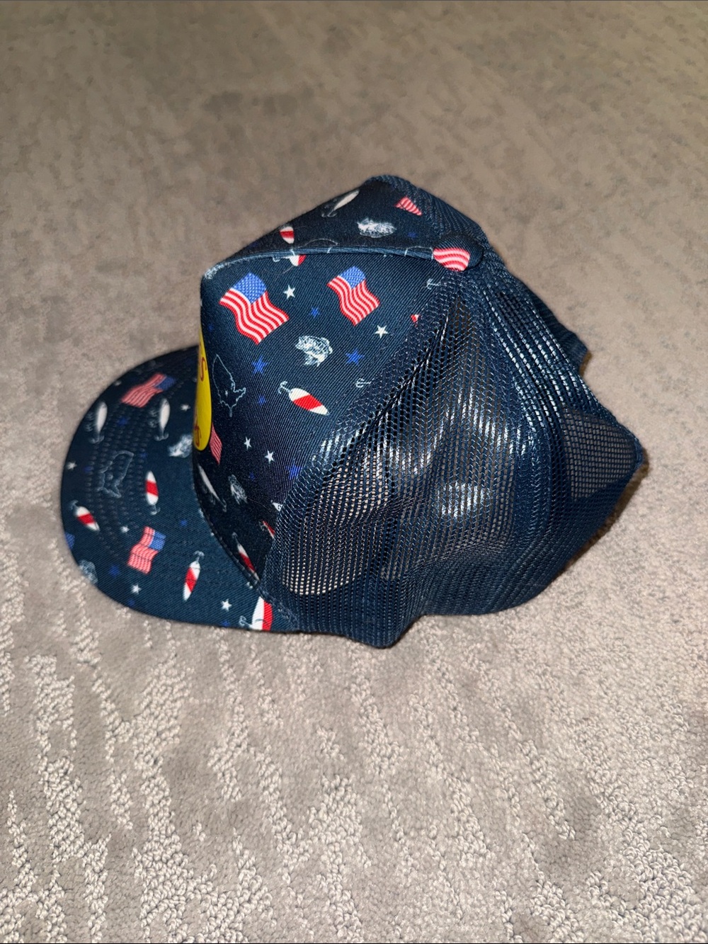Bass Pro Shops Navy Flag & Lure Pattern Trucker Hat - Picture 2 of 5